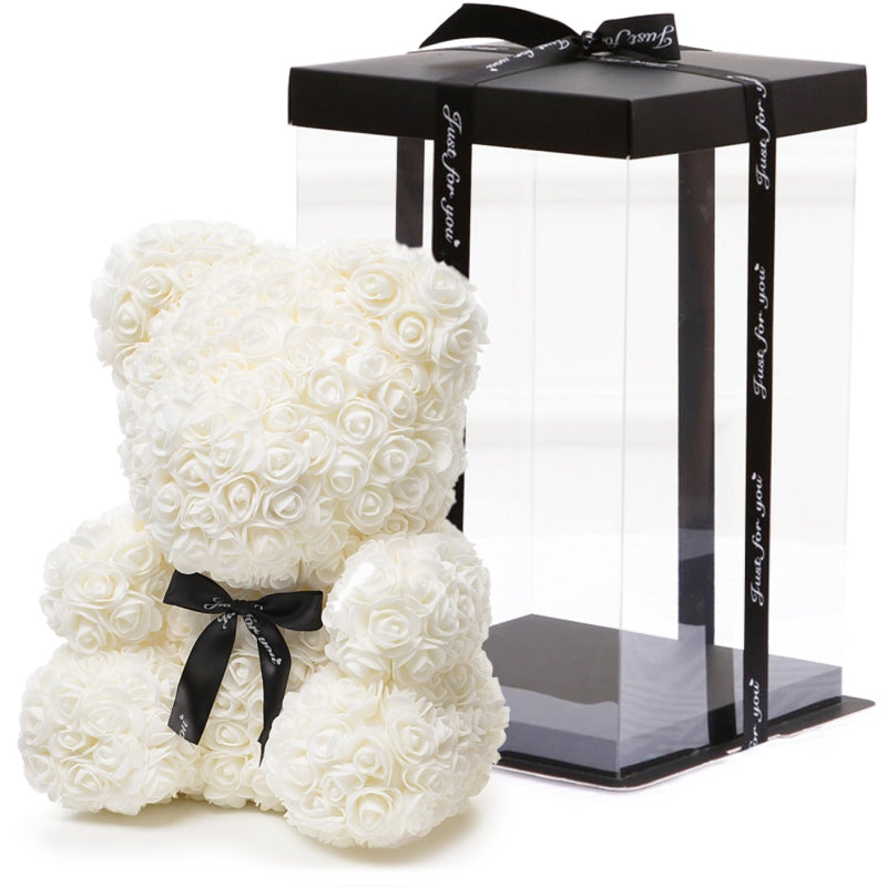 RÓŻANY MIŚ Z RÓŻ XXL 40CM PREZENT WALENTYNKI MISIEK