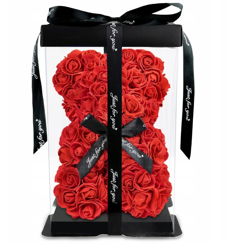 RÓŻANY MIŚ Z RÓŻ XXL 40CM PREZENT WALENTYNKI MISIEK