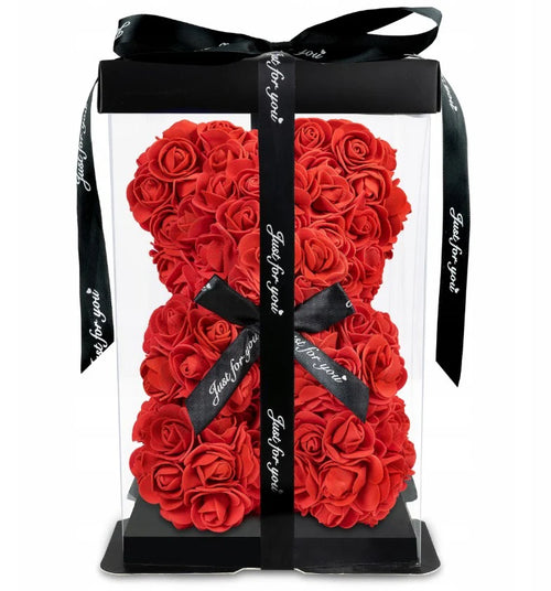 RÓŻANY MIŚ Z RÓŻ XXL 40CM PREZENT WALENTYNKI MISIEK